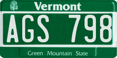VT license plate AGS798