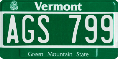 VT license plate AGS799