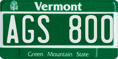 VT license plate AGS800