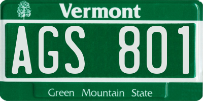 VT license plate AGS801