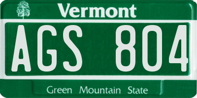 VT license plate AGS804