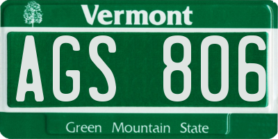 VT license plate AGS806