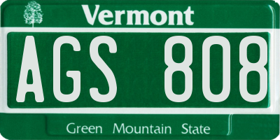 VT license plate AGS808