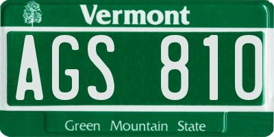 VT license plate AGS810