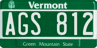 VT license plate AGS812