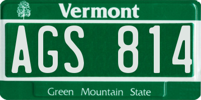 VT license plate AGS814