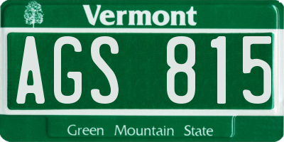 VT license plate AGS815