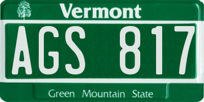 VT license plate AGS817