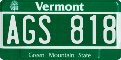 VT license plate AGS818
