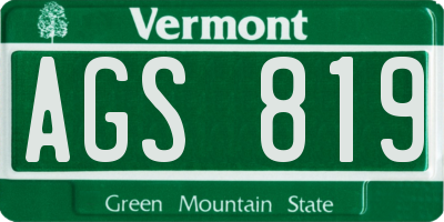 VT license plate AGS819