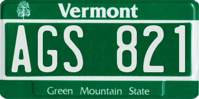 VT license plate AGS821