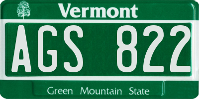VT license plate AGS822