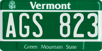 VT license plate AGS823