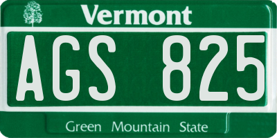 VT license plate AGS825