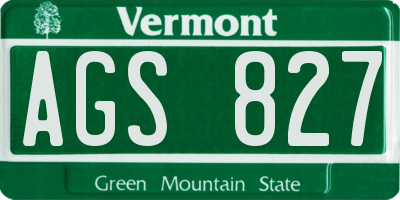 VT license plate AGS827