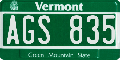 VT license plate AGS835