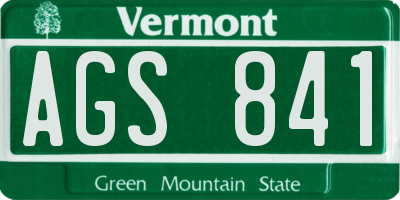 VT license plate AGS841