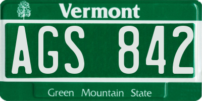 VT license plate AGS842