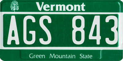 VT license plate AGS843