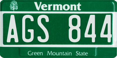 VT license plate AGS844