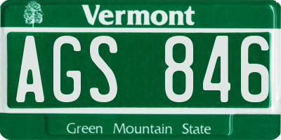 VT license plate AGS846