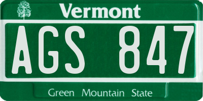 VT license plate AGS847