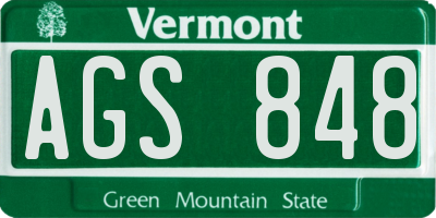 VT license plate AGS848