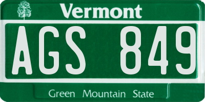 VT license plate AGS849