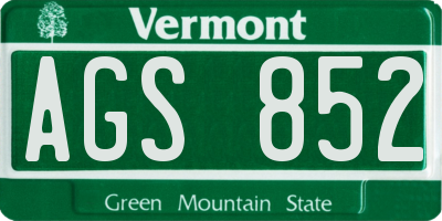 VT license plate AGS852