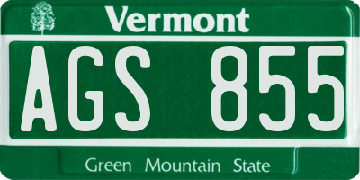VT license plate AGS855