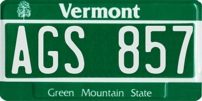VT license plate AGS857