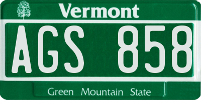 VT license plate AGS858