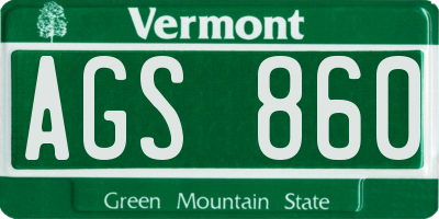 VT license plate AGS860