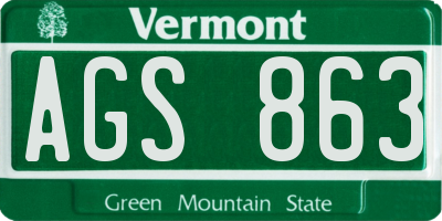 VT license plate AGS863