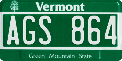 VT license plate AGS864