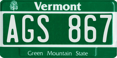 VT license plate AGS867