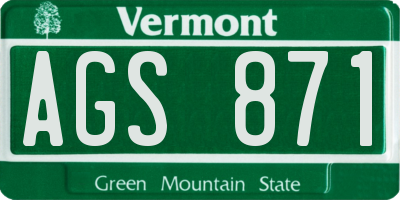 VT license plate AGS871