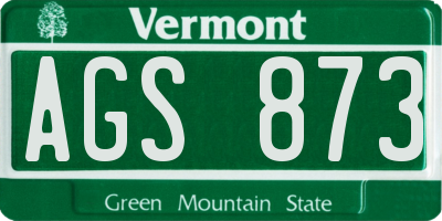 VT license plate AGS873