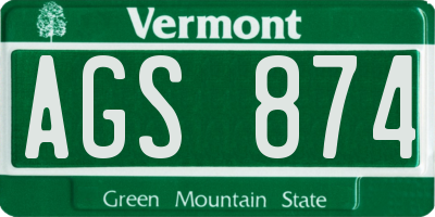 VT license plate AGS874