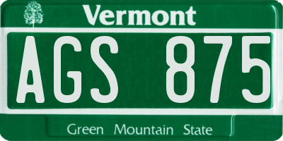 VT license plate AGS875