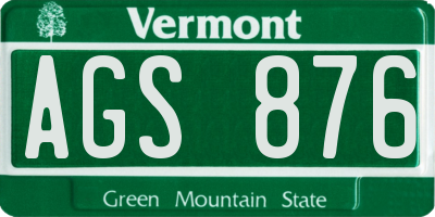 VT license plate AGS876