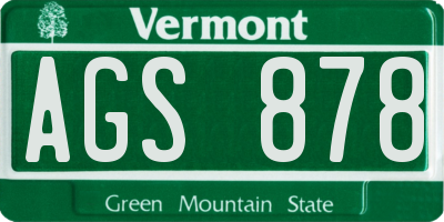 VT license plate AGS878