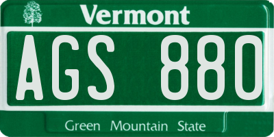 VT license plate AGS880