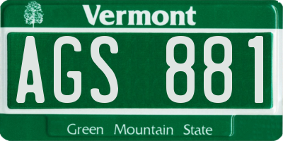 VT license plate AGS881