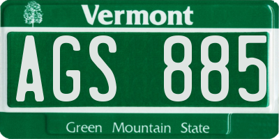 VT license plate AGS885