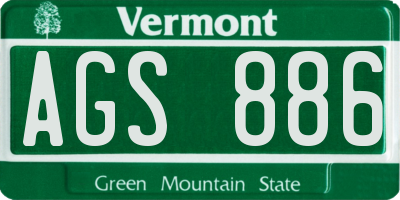 VT license plate AGS886