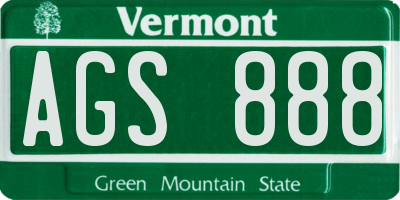 VT license plate AGS888