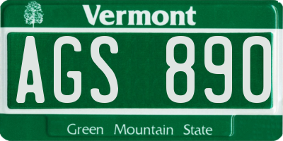VT license plate AGS890