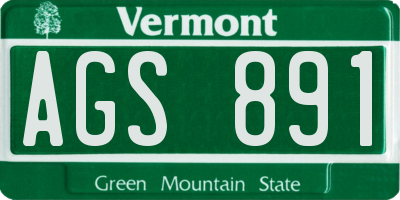 VT license plate AGS891