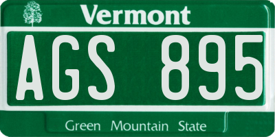 VT license plate AGS895